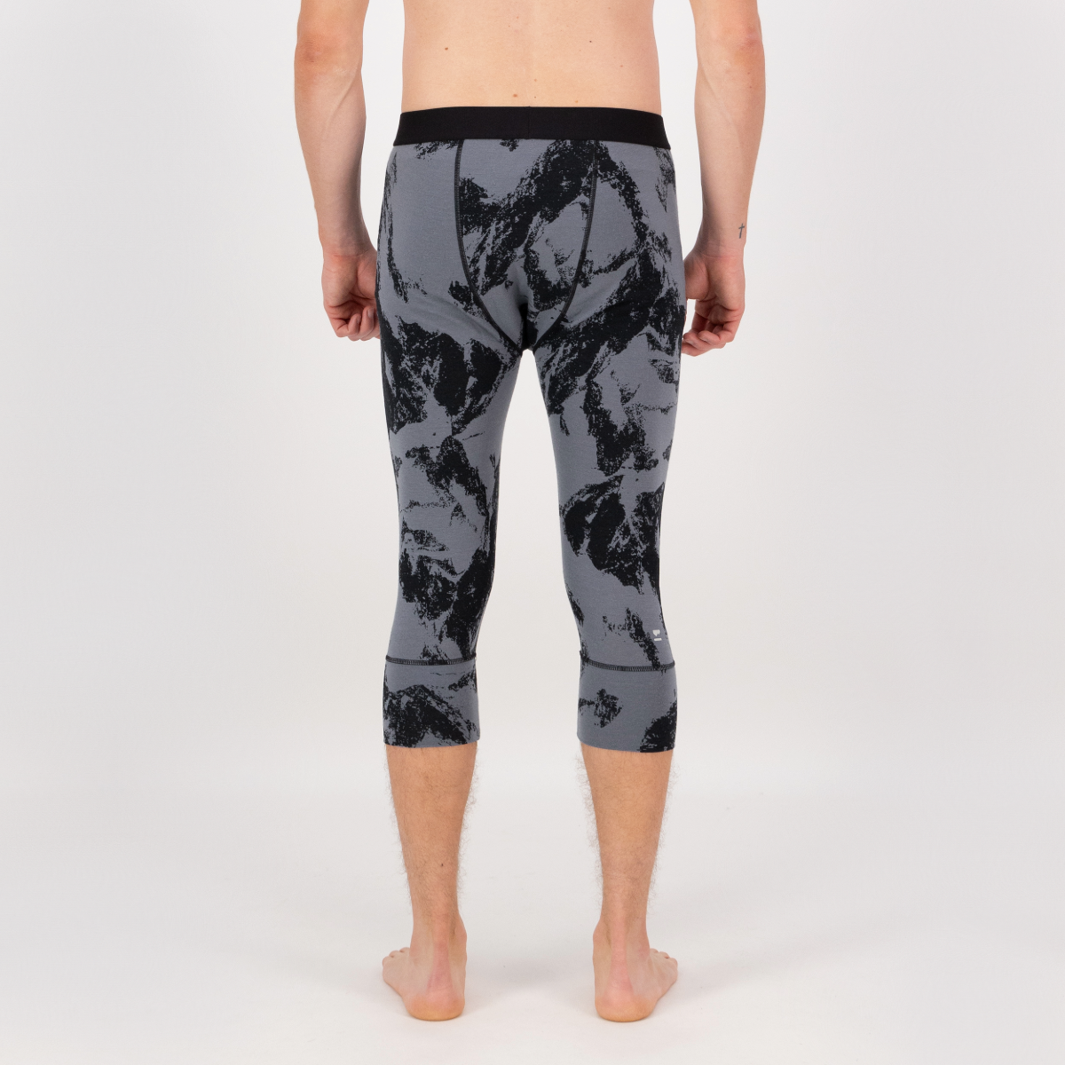 Mons Royale - Men's Cascade Merino Base Layer 3/4 Legging - Mtn Pixel Grey