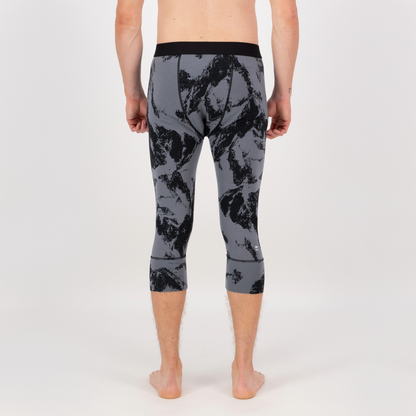 Mons Royale (Sample) - Men's Cascade Merino Base Layer 3/4 Legging - Mtn Pixel Grey - Futureproof.life