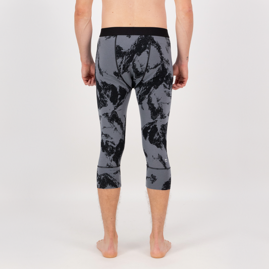 Mons Royale - Men's Cascade Merino Base Layer 3/4 Legging - Mtn Pixel Grey