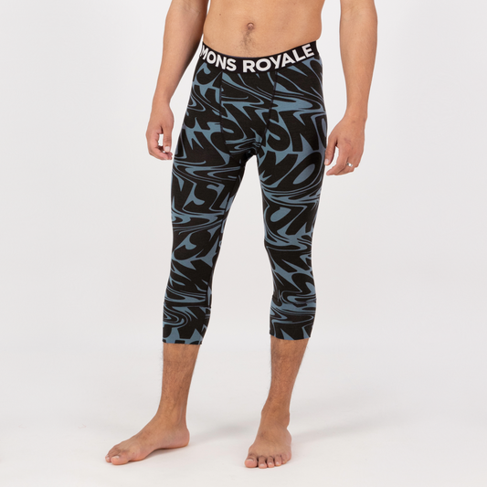 Mons Royale (Sample) - Men's Cascade Merino Base Layer 3/4 Legging - Signal Lost Goblin Blue - Futureproof.life