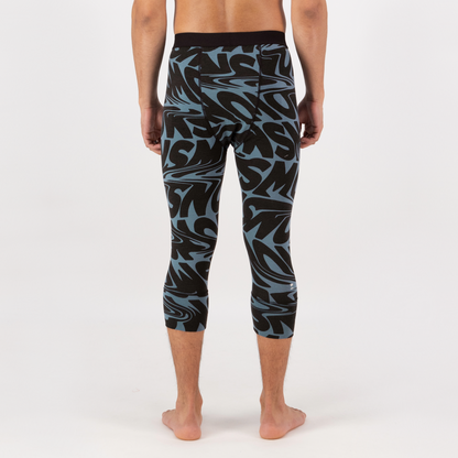 Mons Royale (Sample) - Men's Cascade Merino Base Layer 3/4 Legging - Signal Lost Goblin Blue - Futureproof.life