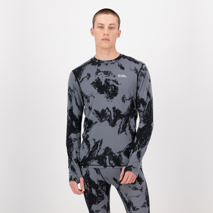 Mons Royale (Sample) - Men's Cascade Merino Base Layer Long Sleeve - Mtn Pixel Grey - Futureproof.life