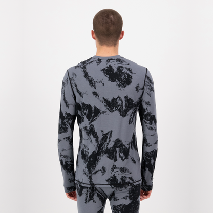Mons Royale (Sample) - Men's Cascade Merino Base Layer Long Sleeve - Mtn Pixel Grey - Futureproof.life