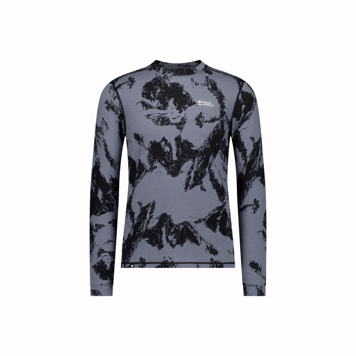 Mons Royale - Men's Cascade Merino Base Layer Long Sleeve - Mtn Pixel Grey