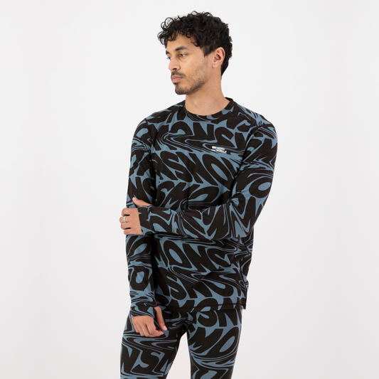 Mons Royale (Sample) - Men's Cascade Merino Base Layer Long Sleeve - Signal Lost Goblin Blue - Futureproof.life