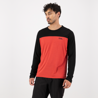 Mons Royale (Sample) - Men's Diversion Merino Bike Jersey Long Sleeve - Cranberry/Black