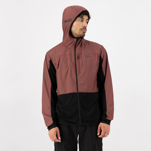Mons Royale (Sample) - Men's Diversion Merino Wind Jacket - Coffee/Black - Futureproof.life
