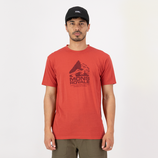 Mons Royale (Sample) - Men's Icon Merino Classic T-Shirt - Cranberry - Futureproof.life