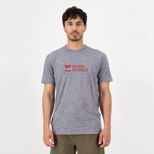 Mons Royale (Sample) - Men's Icon Merino Classic T-Shirt - Grey Heather - Futureproof.life