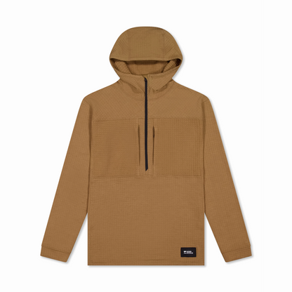 Mons Royale (Sample) - Men's Offgrid Merino Fleece 1/2 Zip Long Sleeve - Toffee - Futureproof.life