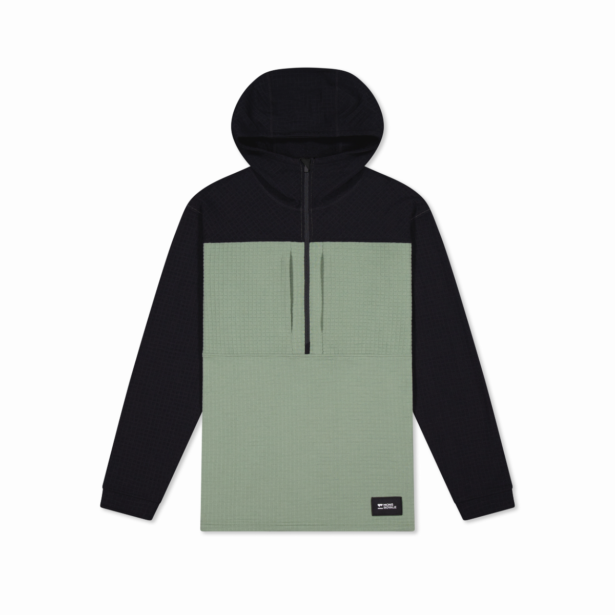 Mons Royale - Men's Offgrid Merino Fleece 1/2 Zip Long Sleeve - Willow/Black