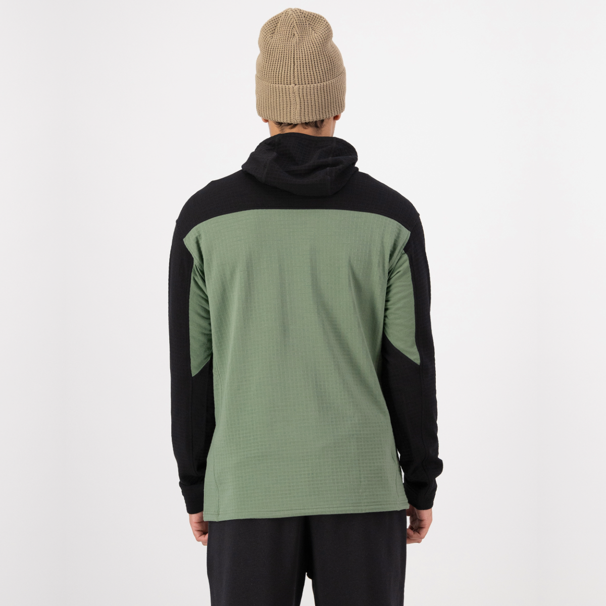 Mons Royale - Men's Offgrid Merino Fleece 1/2 Zip Long Sleeve - Willow/Black