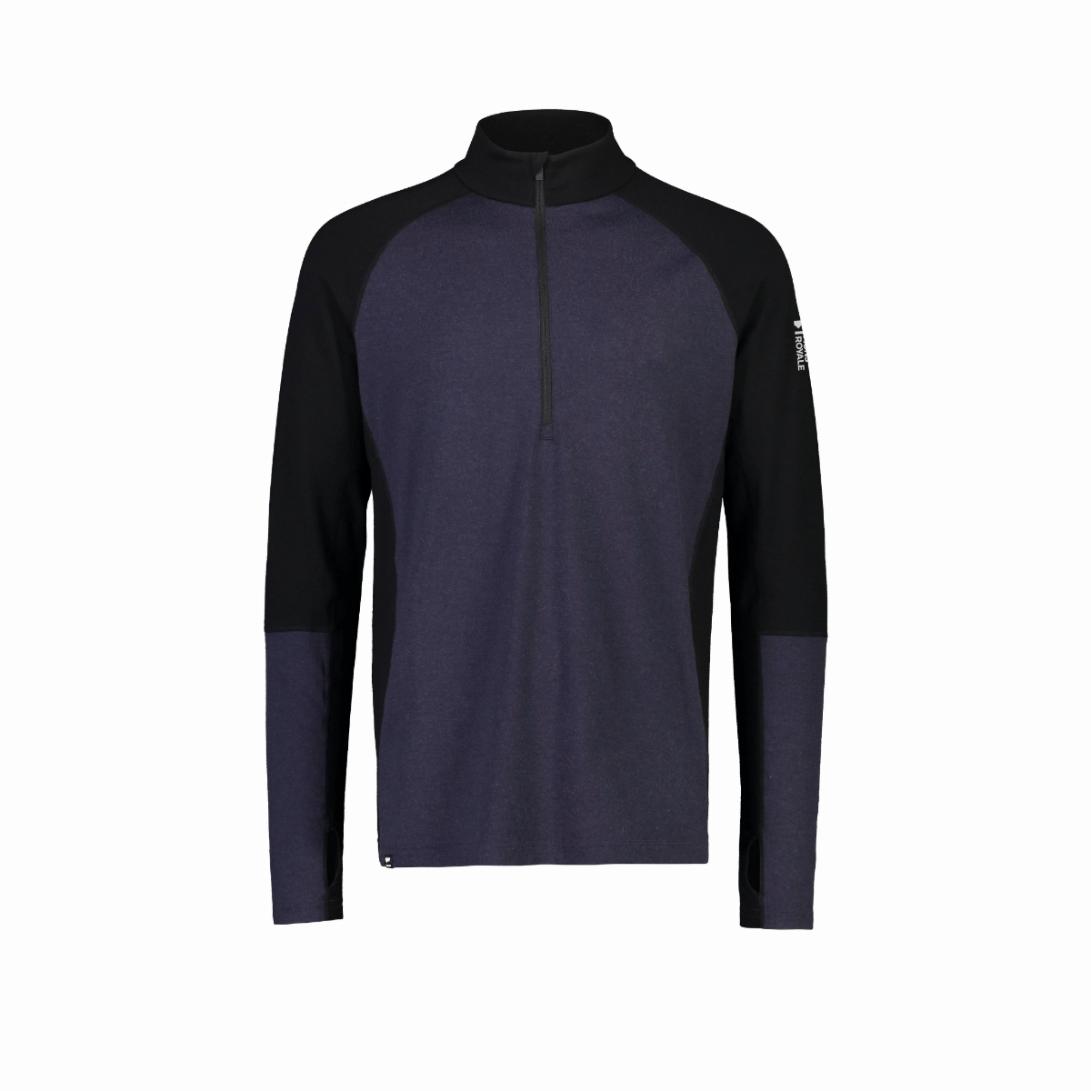 Mons Royale - Men's Olympus Merino Base Layer 1/2 Zip Long Sleeve - Black/9 Iron
