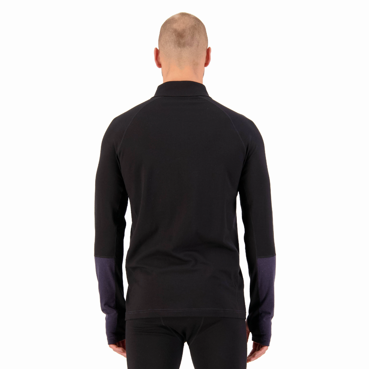 Mons Royale - Men's Olympus Merino Base Layer 1/2 Zip Long Sleeve - Black/9 Iron