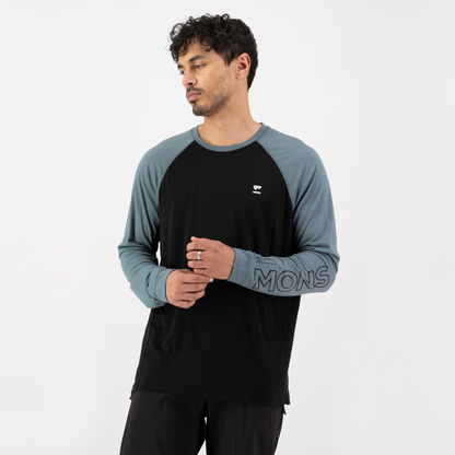 Mons Royale (Sample) - Men's Tarn Merino Long Sleeve - Goblin Blue/Black - Futureproof.life