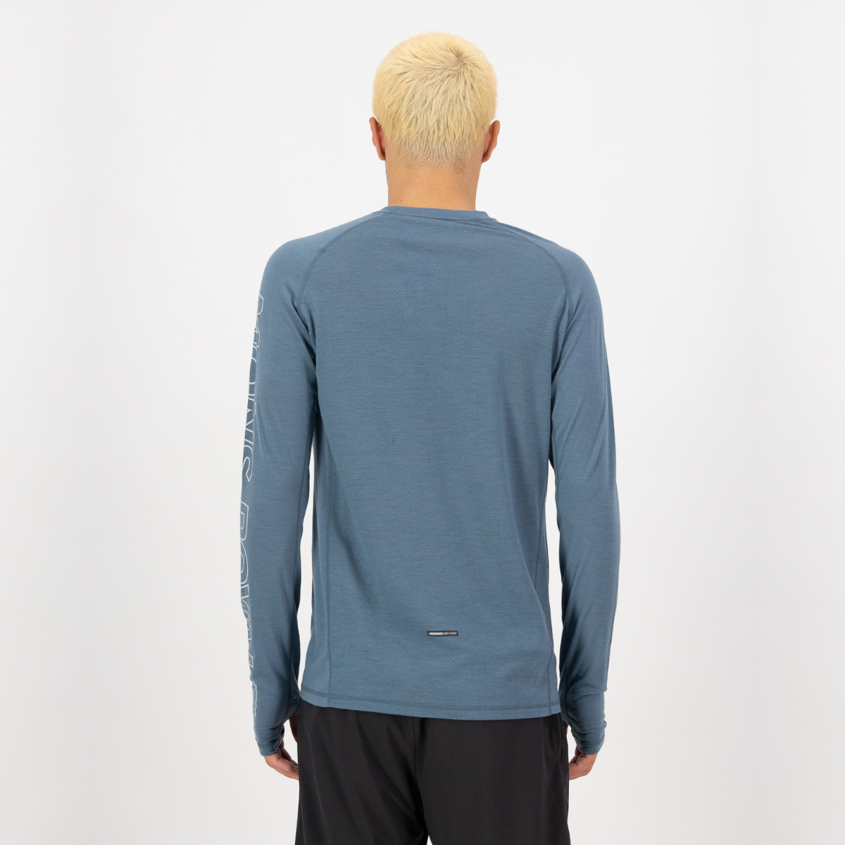 Mons Royale - Men's Temple Merino Long Sleeve - Grey Heather/Goblin Blue