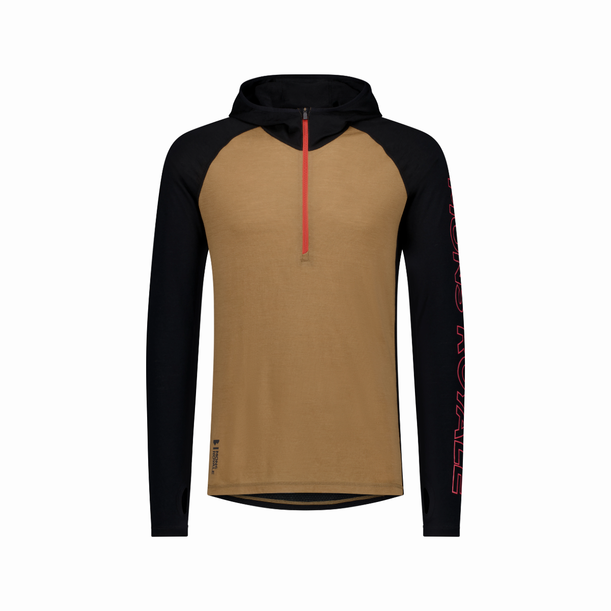Mons Royale (Sample) - Men's Temple Merino Long Sleeve Hood - Black/Toffee - Futureproof.life