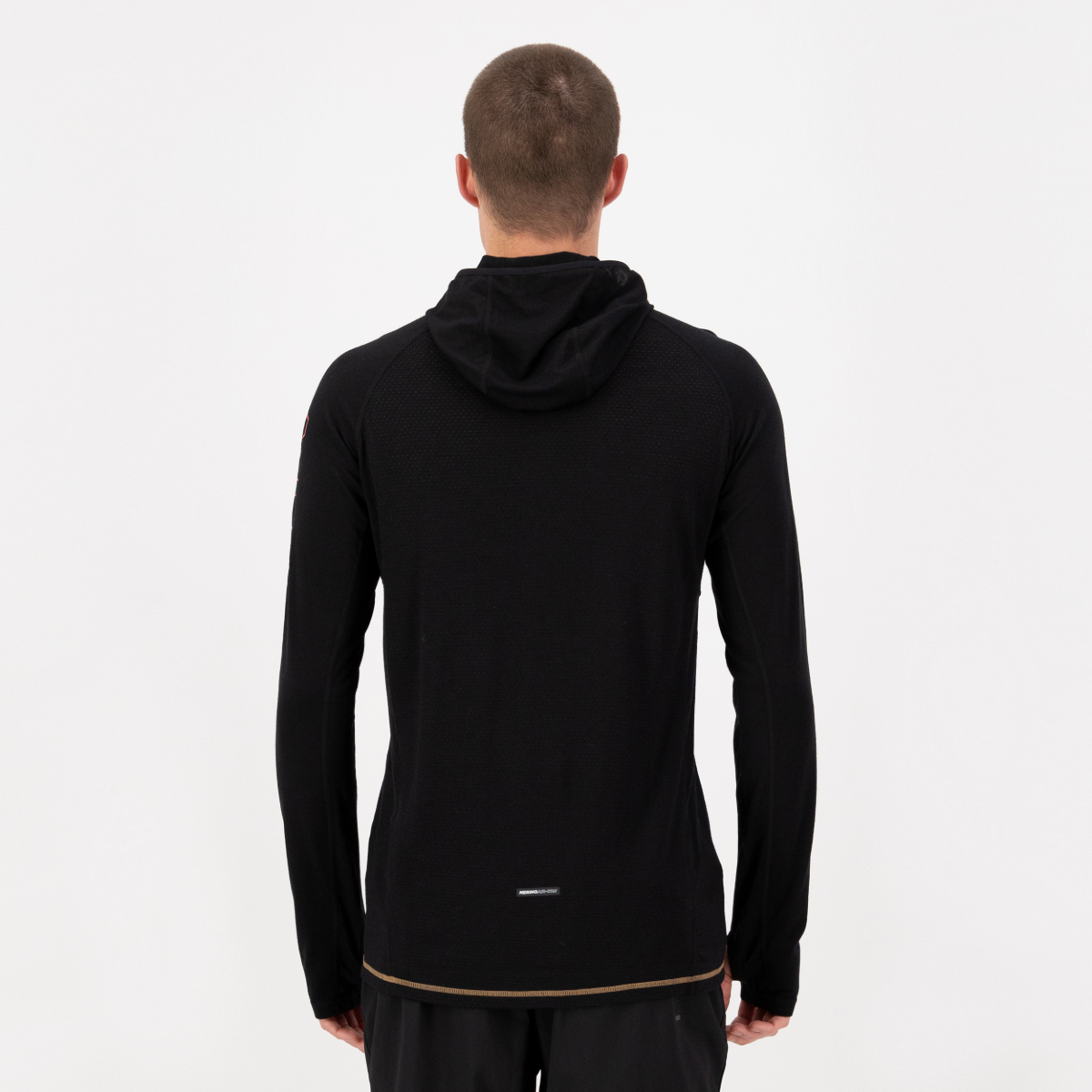 Mons Royale (Sample) - Men's Temple Merino Long Sleeve Hood - Black/Toffee - Futureproof.life