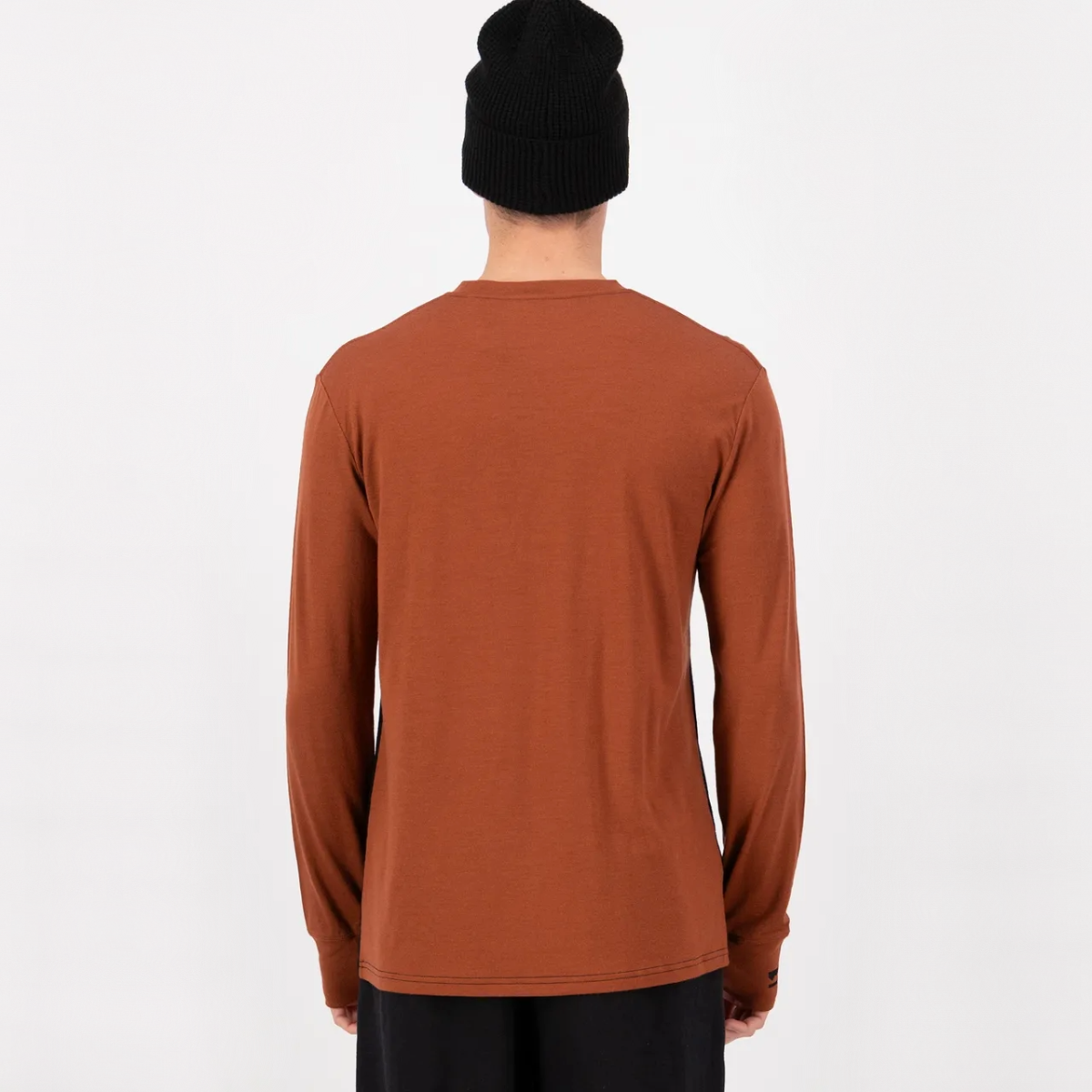 Mons Royale - Men's Yotei Merino Long Sleeve - Sienna/Black