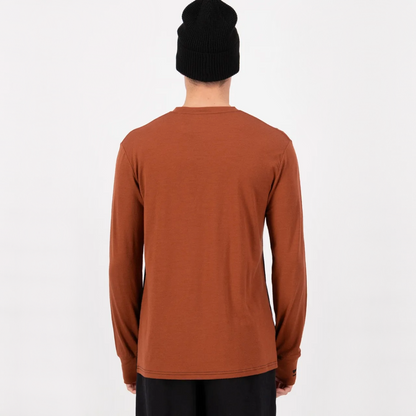Mons Royale (Sample) - Men's Yotei Merino Long Sleeve - Sienna/Black - Futureproof.life