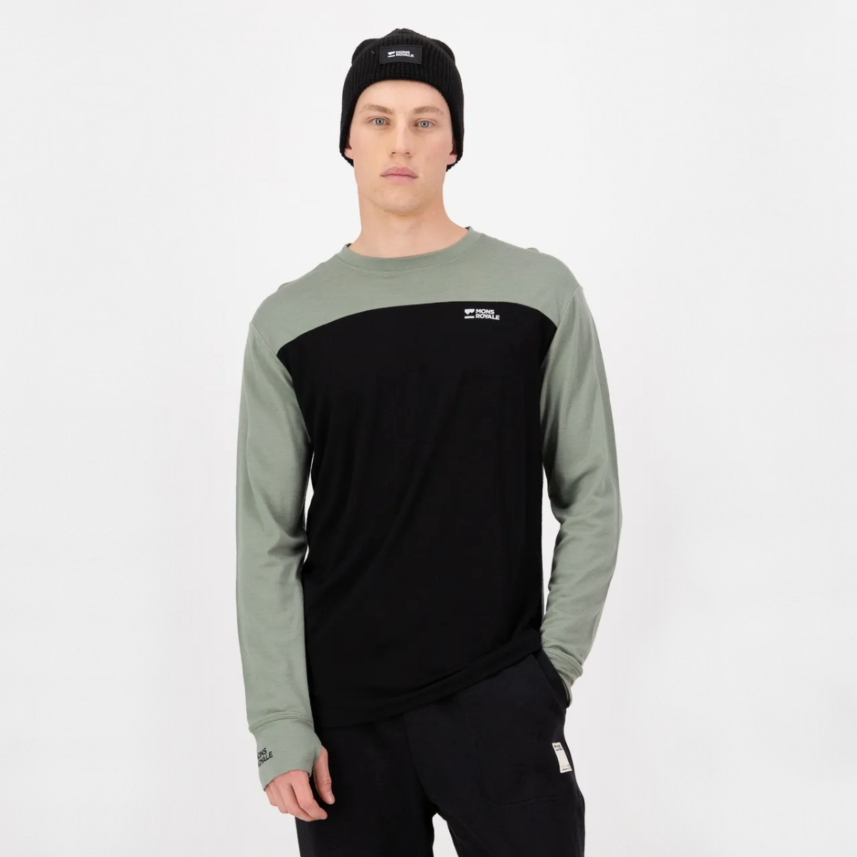 Mons Royale - Men's Yotei Merino Long Sleeve - Willow/Black