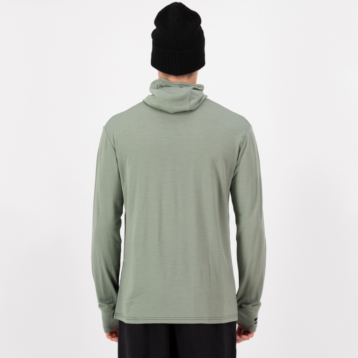 Mons Royale - Men's Yotei Merino Powder Hood Long Sleeve - Willow/Black