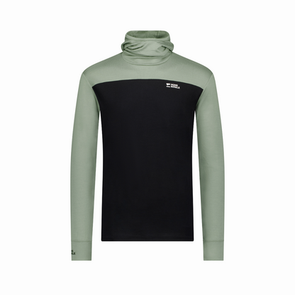 Mons Royale (Sample) - Men's Yotei Merino Powder Hood Long Sleeve - Willow/Black - Futureproof.life
