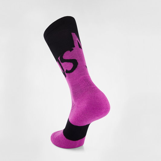 Mons Royale - Unisex Ultra Cushion Merino Snow Sock - Purple Bolt/Black