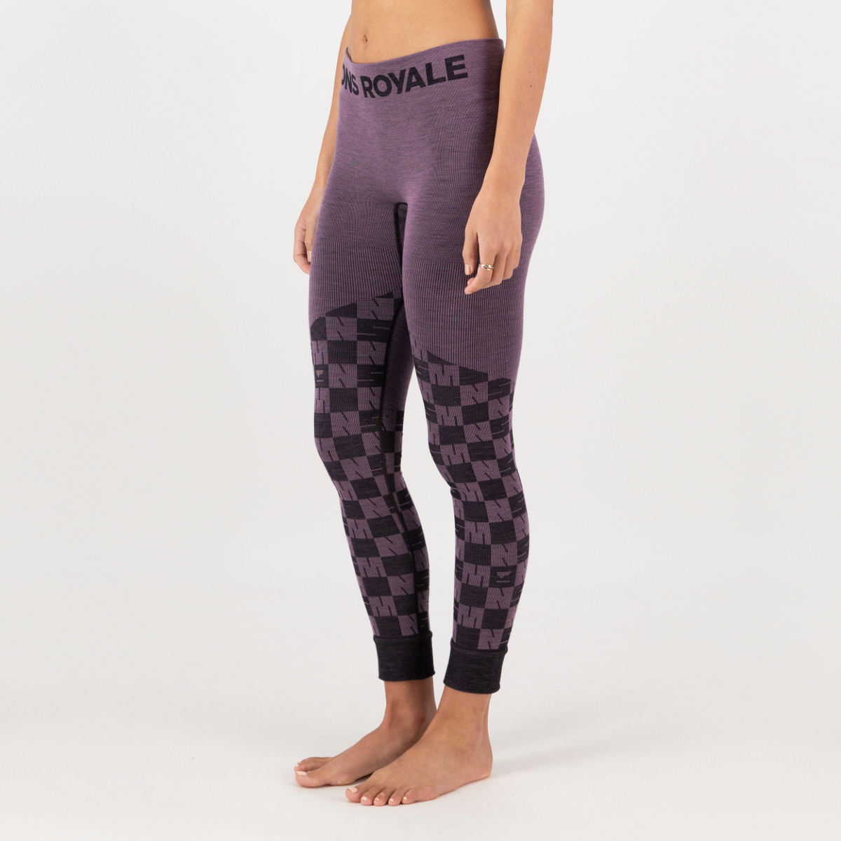 Mons Royale - Women's Ascender Merino Base Layer Legging - Mauve/Black - Futureproof.life