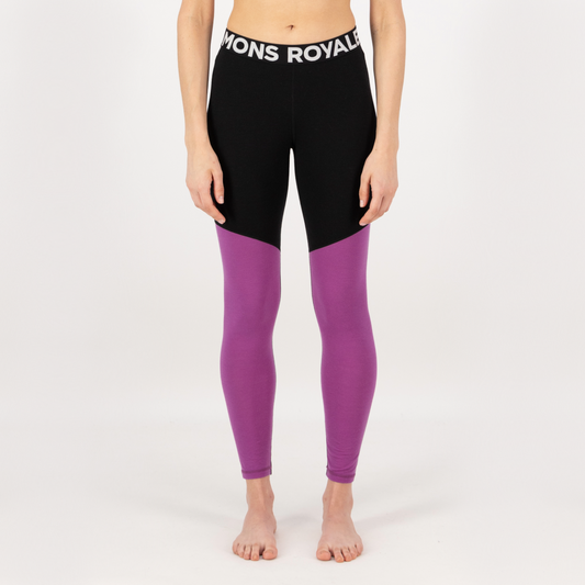 Mons Royale - Women's Cascade Merino Base Layer Legging - Purple Bolt