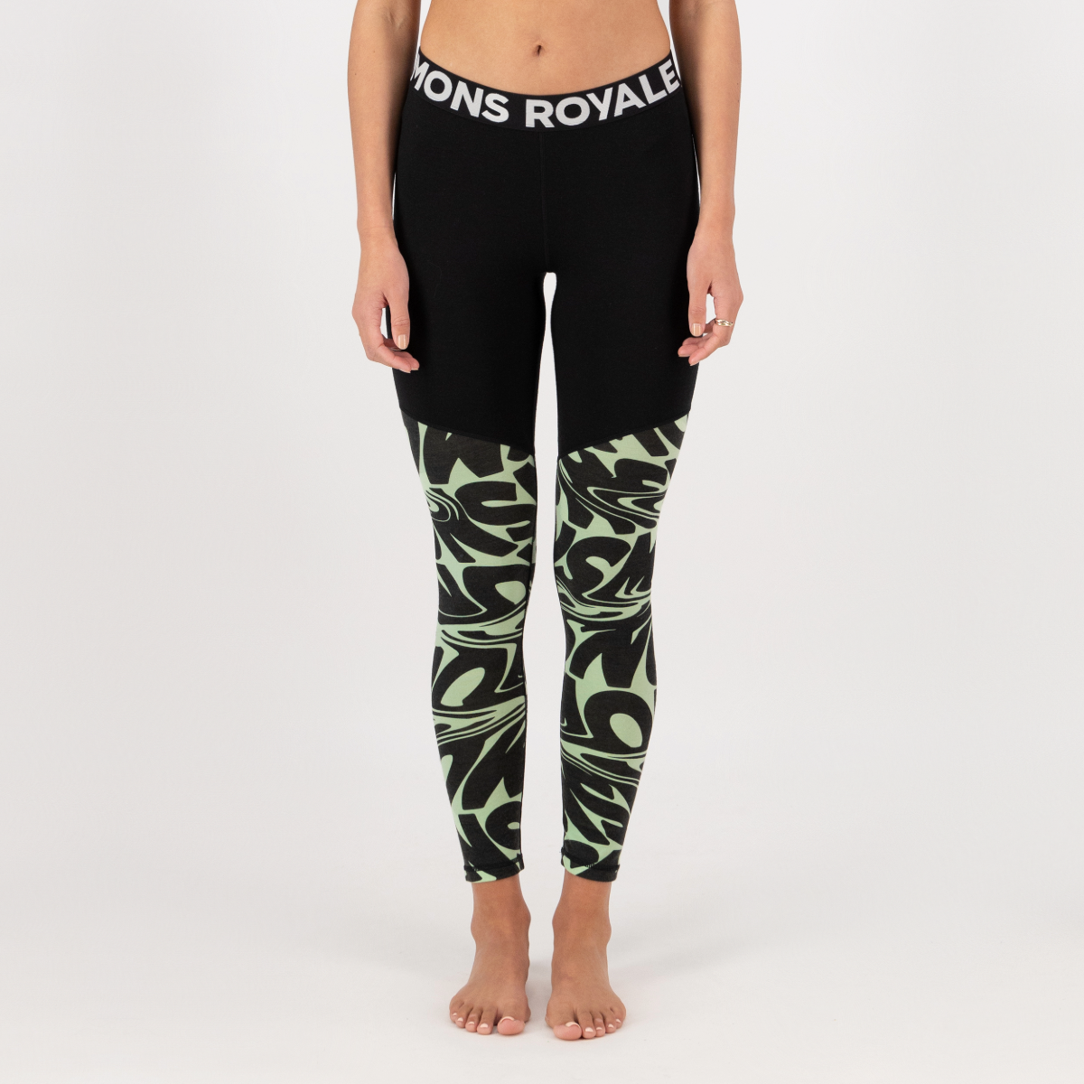 Mons Royale - Women's Cascade Merino Base Layer Legging - Signal Lost Matcha