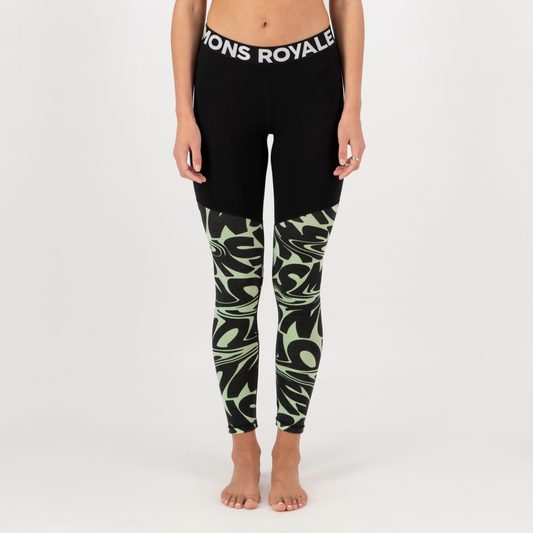 Mons Royale - Women's Cascade Merino Base Layer Legging - Signal Lost Matcha