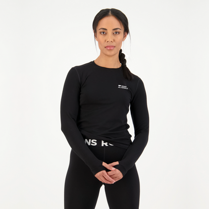 Mons Royale - Women's Cascade Merino Base Layer Long Sleeve - Black - Futureproof.life