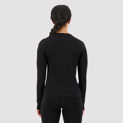 Mons Royale - Women's Cascade Merino Base Layer Long Sleeve - Black - Futureproof.life