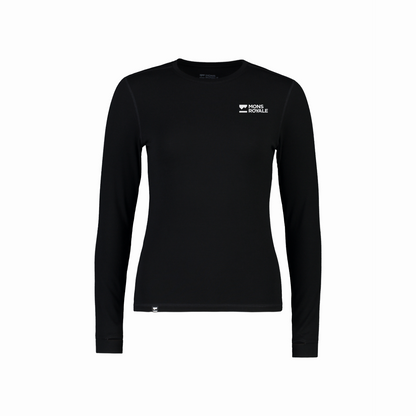 Mons Royale - Women's Cascade Merino Base Layer Long Sleeve - Black - Futureproof.life
