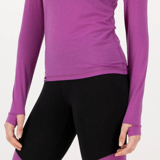 Mons Royale - Women's Cascade Merino Base Layer Long Sleeve - Purple Bolt