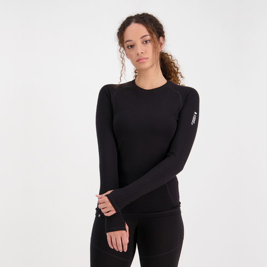 Mons Royale - Women's Olympus Merino Base Layer Long Sleeve - Black
