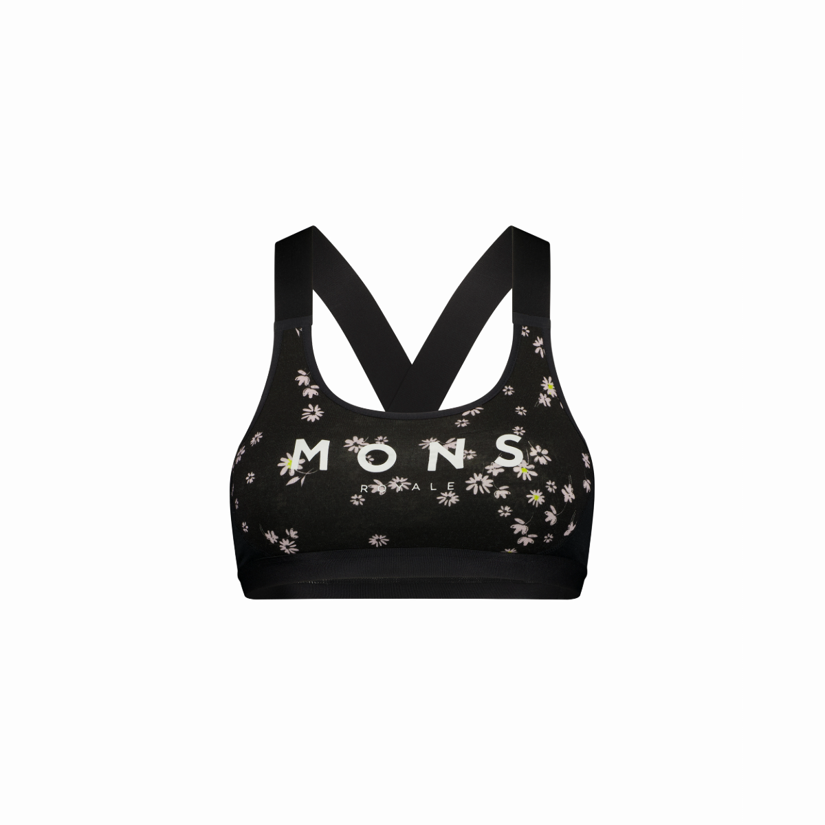 Mons Royale - Women's Stella Merino X-Back Bra - Black Daisy