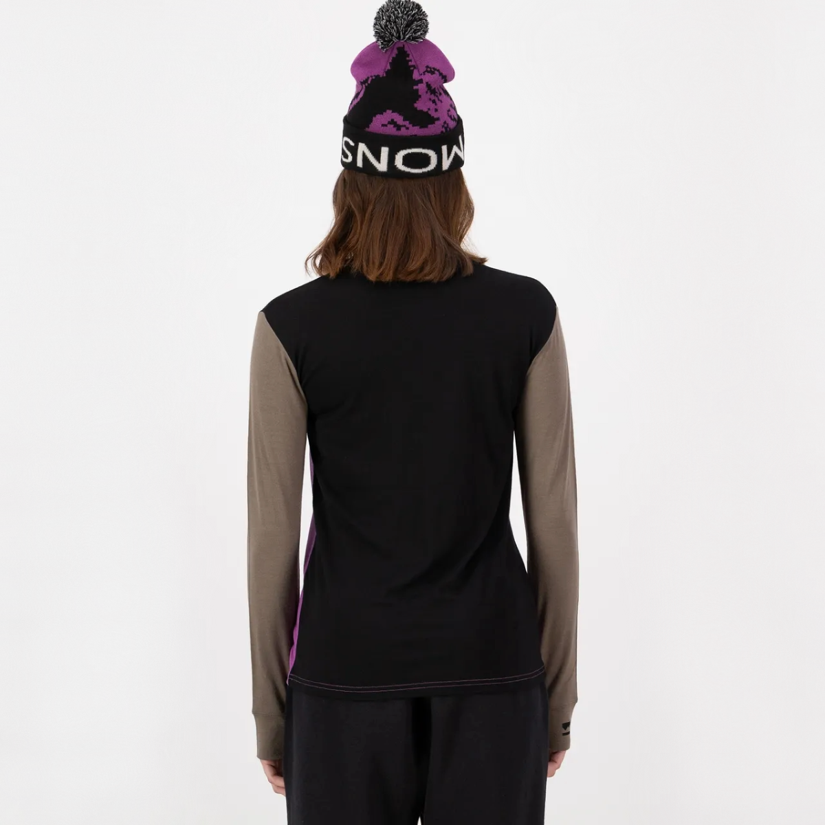 Mons Royale - Women's Yotei Merino Long Sleeve - Purple Bolt/Walnut/Black