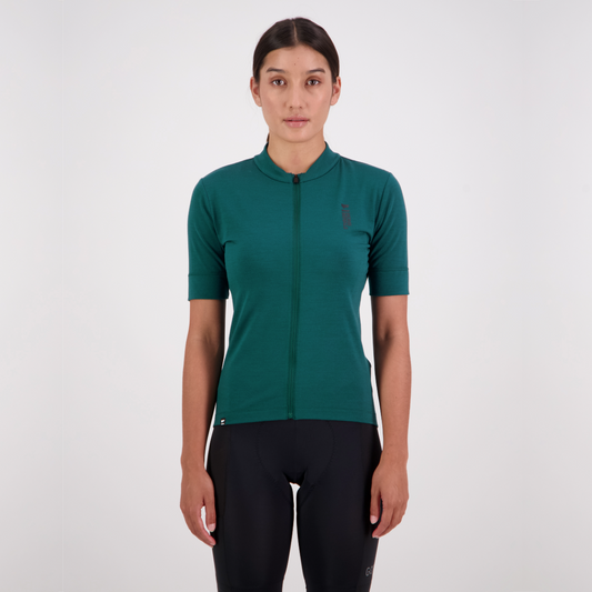 Mons Royale (Sample) - Women's Roam Cargo Merino Full Zip T - Evergreen