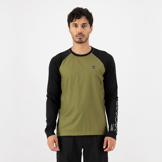Mons Royale - Men's Tarn Merino Bike Wind Jersey - Fern/Black