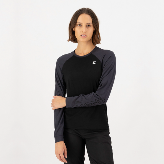 Mons Royale (Sample) - Women's Tarn Merino Shift LS - Black/9 Iron