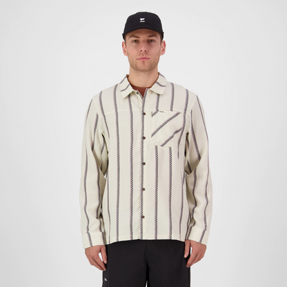 Mons Royale (Sample) - Men's AT Merino Long Sleeve Shirt - Bone Stripe
