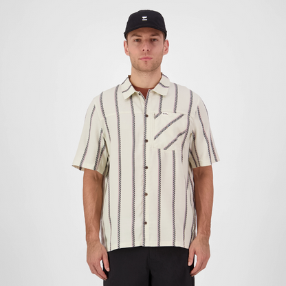 Mons Royale (Sample) - Men's AT Merino Short Sleeve Shirt - Bone Stripe