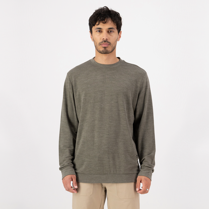 Mons Royale (Sample) - Men's Horizon Merino Crew - Dark Olive