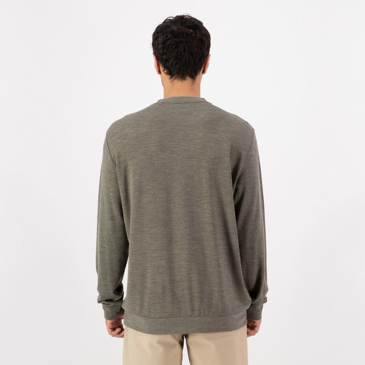 Mons Royale (Sample) - Men's Horizon Merino Crew - Dark Olive