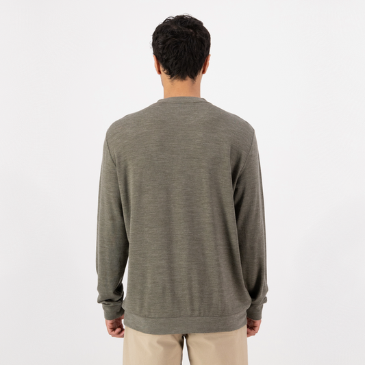 Mons Royale (Sample) - Men's Horizon Merino Crew - Dark Olive