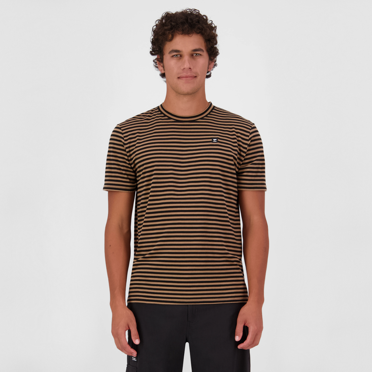 Mons Royale - Men's Icon Merino Classic T-Shirt - MR Stripe Toffee