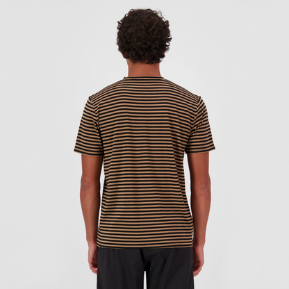 Mons Royale - Men's Icon Merino Classic T-Shirt - MR Stripe Toffee - Futureproof.life