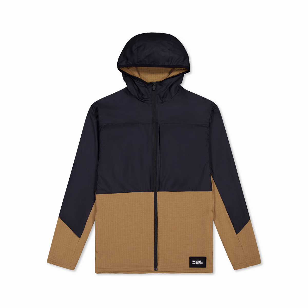 Mons Royale (Sample) - Men's Offgrid Merino Fleece Wind Jacket - Black/Toffee